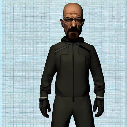 Prompt: walter white a HEV suit, half life