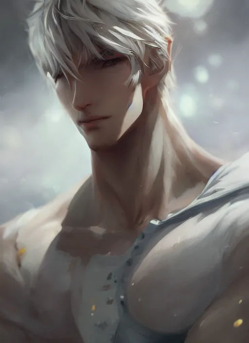 Image similar to detailed beautiful male character art, concept art, depth of field, on amino, by sakimichan patreon, wlop, weibo, lofter. com high quality art on artstation.