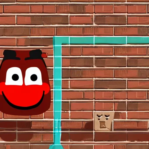 Prompt: an anthropomorphized block of tofu busting through a brick wall in the style of the kool aid man