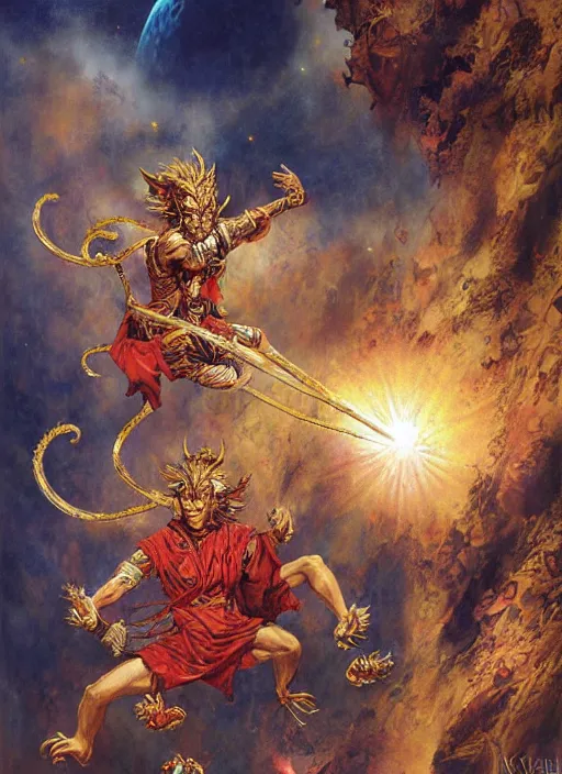 Image similar to sun wukong makes a havoc in the heavenly palace by karol bak