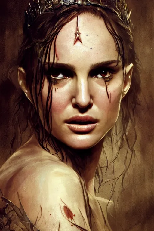 Prompt: natalie portman, warrior, lord of the rings, tattoos, decorative ornaments, by carl spitzweg, ismail inceoglu, vdragan bibin, hans thoma, greg rutkowski, alexandros pyromallis, perfect face, fine details, realistic shading, photorealism