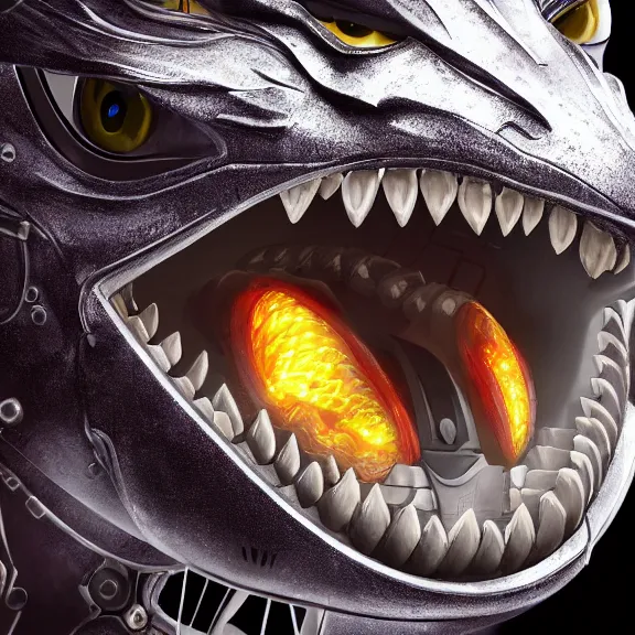 Image similar to close up detailed mawshot of a perfect elegant beautiful stunning anthropomorphic hot robot mecha female dragon, with sleek silver metal armor, glowing OLED visor, looking the camera, eating camera pov, open dragon maw being highly detailed and living, pov camera looking into the maw, food pov, micro pov, prey pov, vore, dragon vore, digital art, pov furry art, anthro art, furry, warframe art, high quality, 8k 3D realistic, dragon mawshot art, maw art, macro art, micro art, dragon art, Furaffinity, Deviantart, Eka's Portal, G6