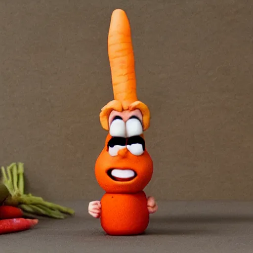 Prompt: donald trump as a carrot, claymation