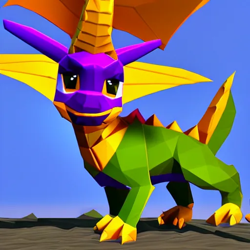 Prompt: low poly spyro the dragon