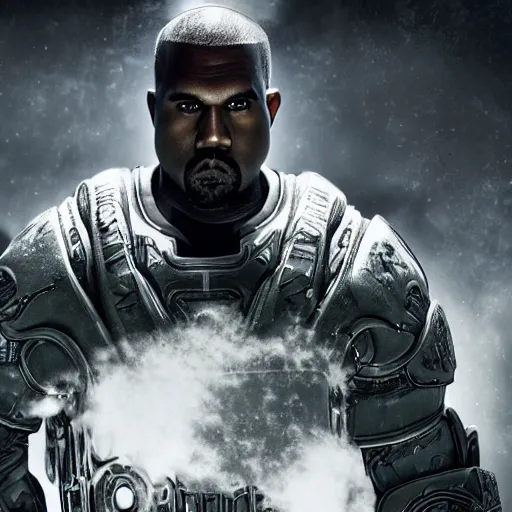 Prompt: kanye west as an centaur in gears of war, splash art, movie still, detailed face, photorealistic facial features, cinematic lighting, dramatic, octane render, long lens, shallow depth of field, bokeh, anamorphic lens flare, 8 k, hyper detailed, 3 5 mm film grain