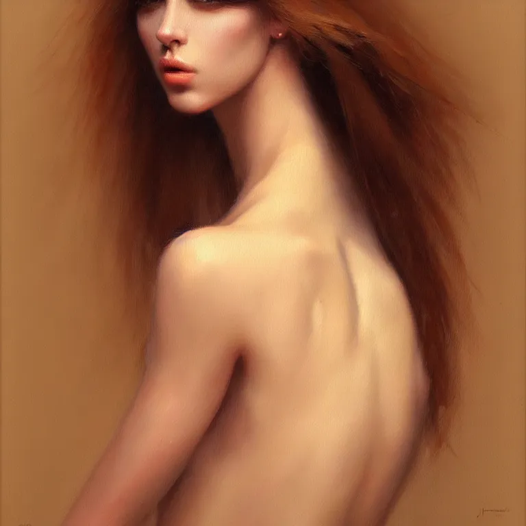 Prompt: a beautiful masterpiece painting of a female model by juan gimenez, award winning, trending on artstation,