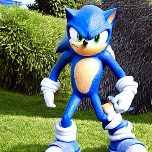 Image similar to a statue of sonic the hedgehog