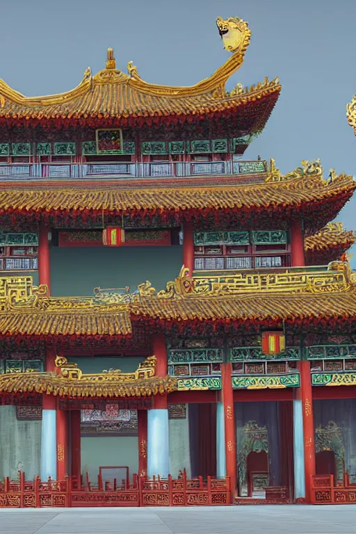 Prompt: Resplendent Chinese style palace, cg big scene, virtual engine, octane rendering