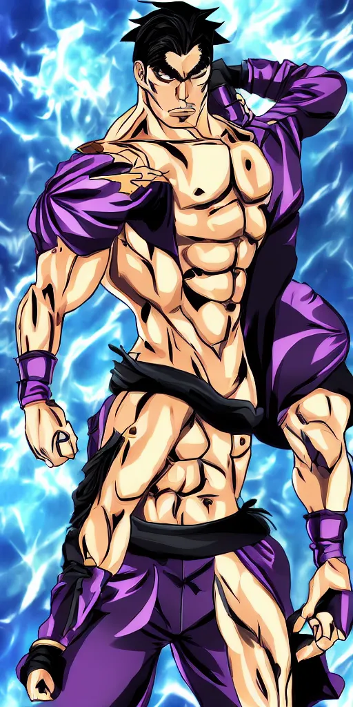 Image similar to Van Darkholme in JoJo's bizarre adventure anime style