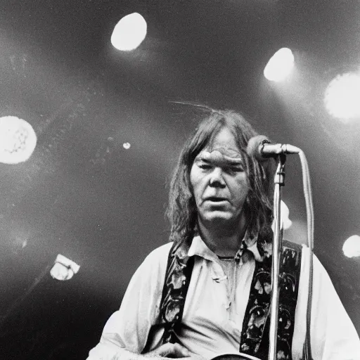 Image similar to high resolution photo of neil young on stage at woodstock in 1 9 6 9, award winning photography