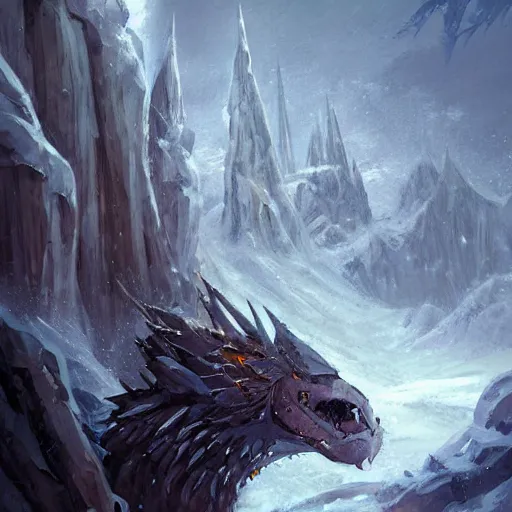 Image similar to cold portrait of pointy ice spikes rising from the ground, epic fantasy style, in the style of Greg Rutkowski, hearthstone artwork