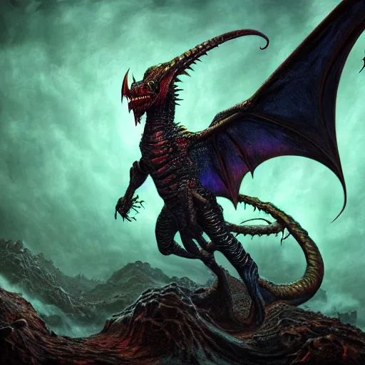 Photorealistic demonic wyvern in the style of Michael | Stable ...