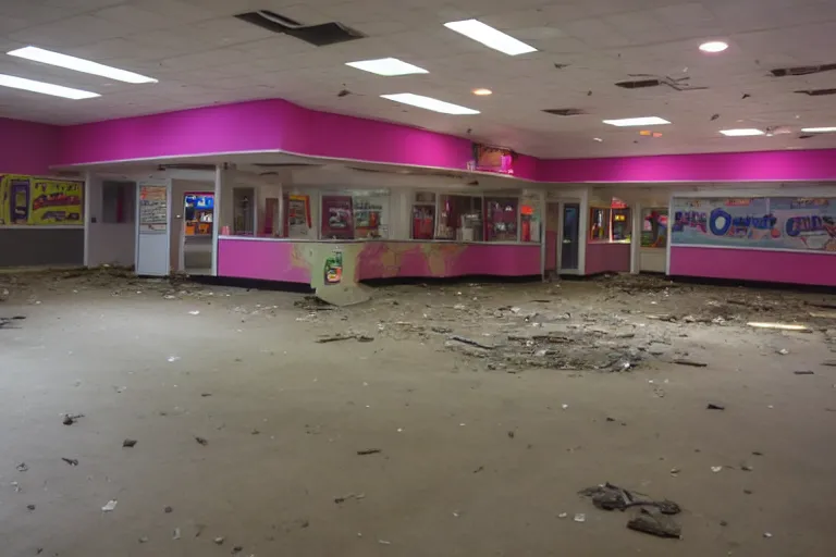 Image similar to inside an abandoned Chuck E Cheese