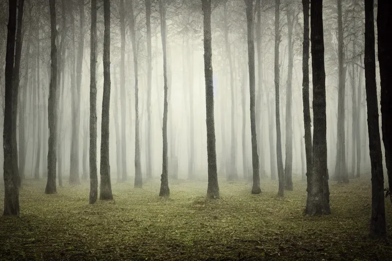 Image similar to photo of a forest made out of human bones, scary, horror, mid night, creepy, 4k