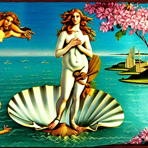 Image similar to the birth of Venus, highly detailed, smooth, ultrawide shot