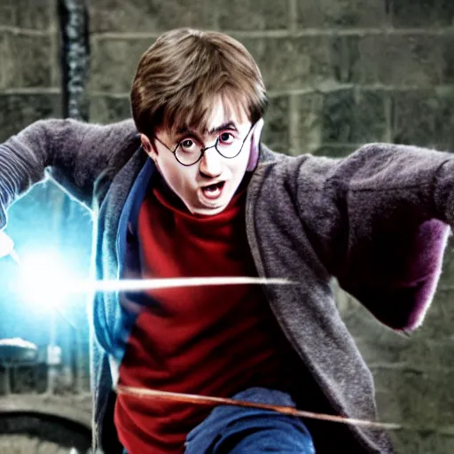 Prompt: harry potter smashing a muggle in the face with a glass