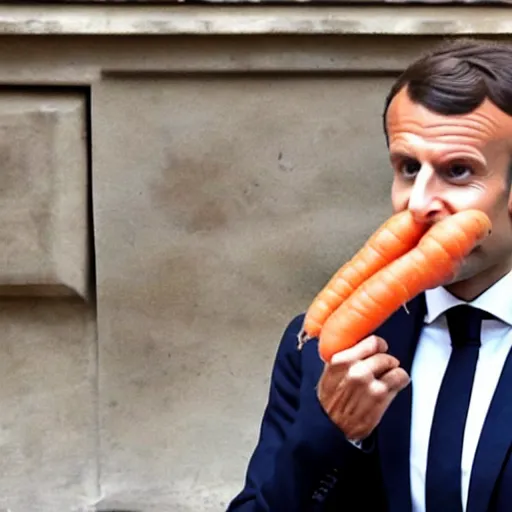 Image similar to « emmanuel macron, eating carrots »