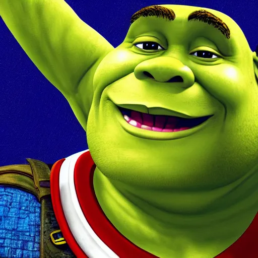 Image similar to digital painting of Shrek as Captain America