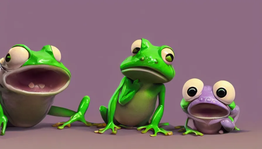 Prompt: very very very cute fur frogs by Max Kostenko and Bobby Chiu, disney, pixar, MPC, Framestore, character design for animation, video game character, cute, adorable, uplight, a lineup of characters, big disney eyes, symmetrical eyes, cuteness, 3d render, octane rendered, highly detailed, cinematic lightning, rendered by maya and houdini, highly detailed, unreal engine, Trending on Artstation, octane render, 4k, 8k, HD, oil on Canvas by Elena Zhurikhina and Goro Fujita and Charlie Bowater