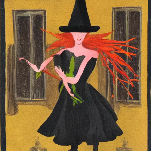 Prompt: A witch dancing on a bloom