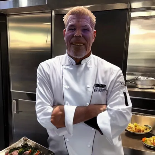 Prompt: thanos as a chef for a hotel