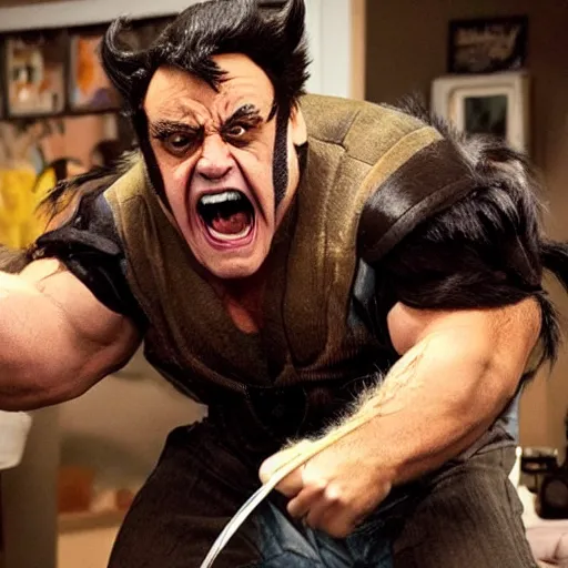 Prompt: danny devito as wolverine, full costume