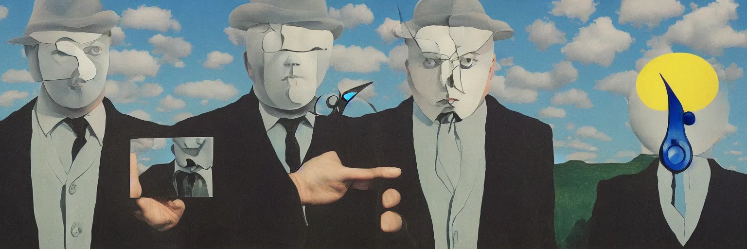 Prompt: compass painting magritte