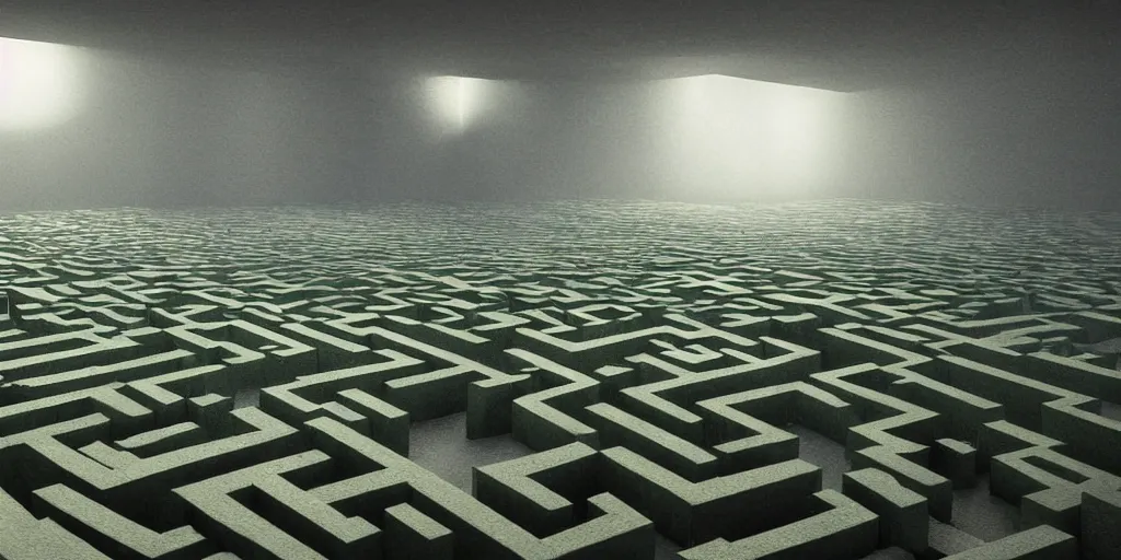 Image similar to the grand landscape of the endless maze, art by kotaro chiba, volumetric lighting, high contrast