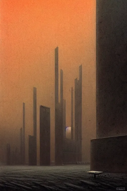 Prompt: neoclassical brutalist soviet architecture, megastructures on mars, by zdzislaw beksinski, by dariusz zawadzki, by wayne barlowe, gothic, surrealism, cosmic horror, lovecraftian, cold hue's, warm tone gradient background, concept art, beautiful composition