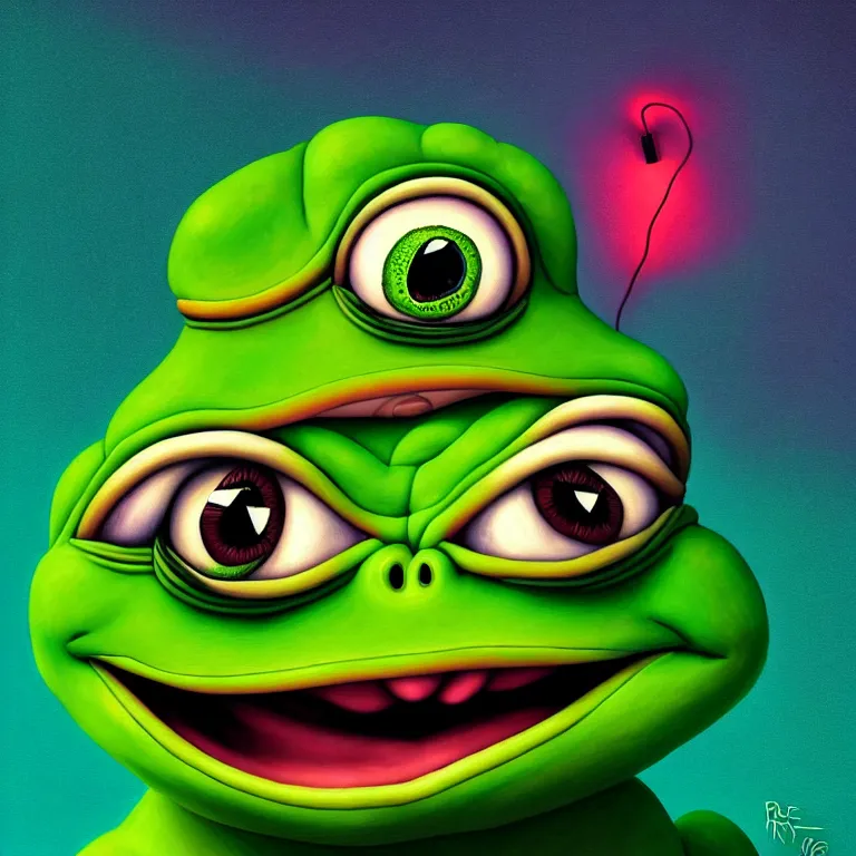 Image similar to epic professional digital art of pepe the frog, cheery, happy, fun, optimistic, cheerful ambient lighting, leesha hannigan, wayne haag, reyna rochin, ignacio fernandez rios, mark ryden, iris van herpen, best on artstation, cgsociety, epic, stunning, gorgeous, much wow, cinematic, masterpiece