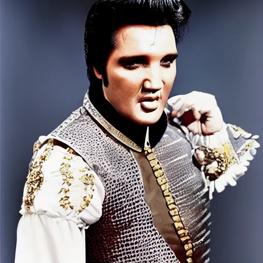 Image similar to color photo of elvis wearing tudor elizabethan clothes