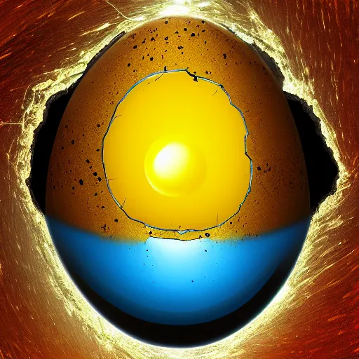 Image similar to an egg cracks and earth drops out as the yolk, digital art, ue 5