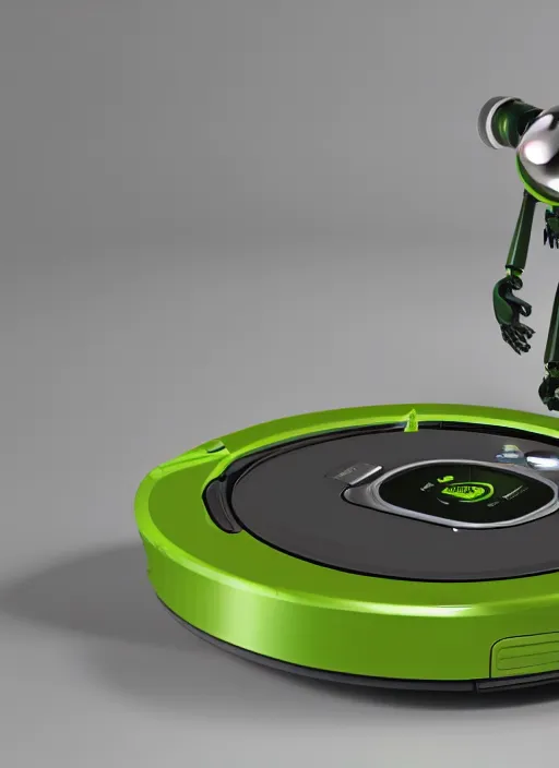 Image similar to A robot roomba with four mechanical limbs, 3D Product, professional render, studio quality, octane render