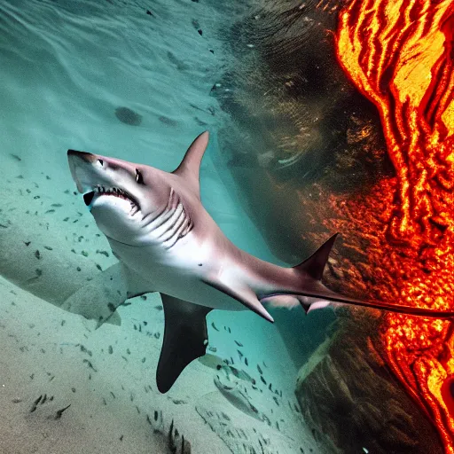 Prompt: shark swimming in lava, 8K, photography, video, 2000s photo