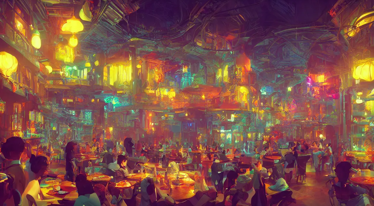 Image similar to bazaar zouk oriantal multicolorful sky shine place mosquet painting stylized digital video game icon global illumination ray tracing 8 k hd resolution, by ilya kuvshinov and cushart krentz and gilleard james