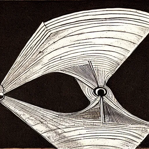 Image similar to davinci drawing of warp drive ship diagram, highly detailed