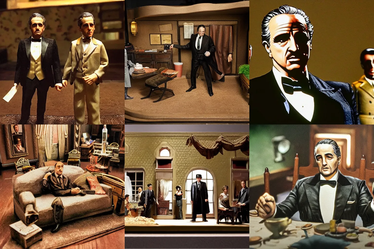 Prompt: The Godfather movie scene diorama, ultra realistic”