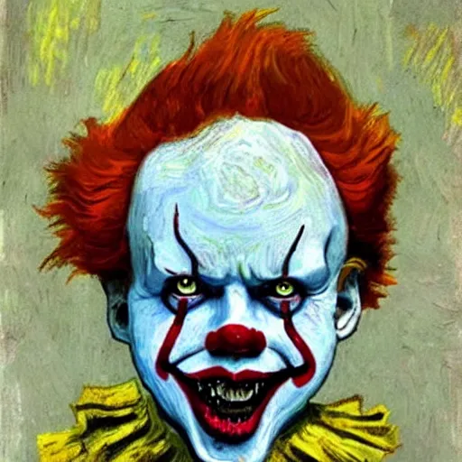 Image similar to pennywise painted by Vincent Van Gogh