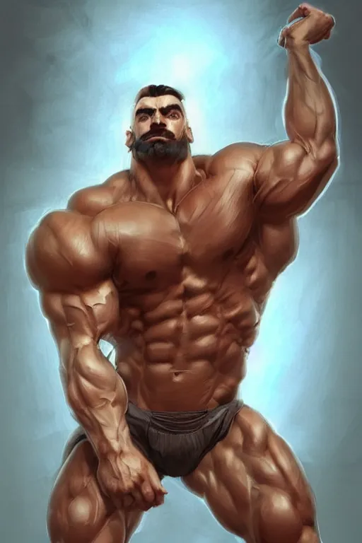 Image similar to gigachad luigi bodybuilder crouching by ilya kuvshinov, ernest khalimov body, super mario bros symmetrical face concept art, hyper realistic, intricate, elegent, highly detailed, digital painting, concept art, smooth, sharp, focus, illustration, art by artgerm and greg rutkowski and alphonse mucha, artstation