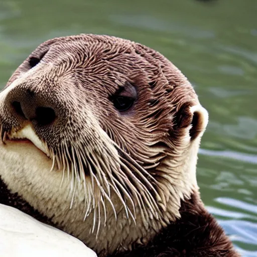 Prompt: sea otter with the face of nicolas cage