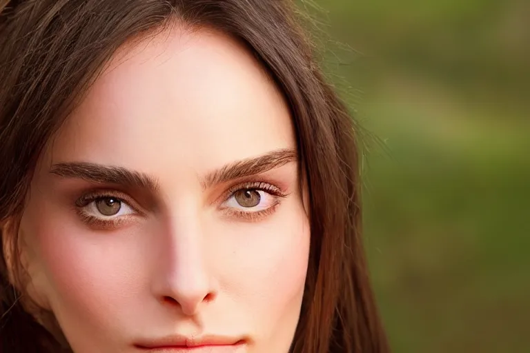 Image similar to real life natali portman, ultra realistic!!!, clear weather, golden hour, sharp focus