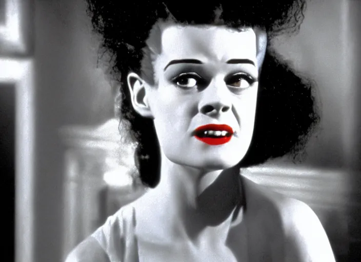 Image similar to bride of frankenstein ( 1 9 3 5 ) as a teen, still from john hughes movie sixteen candles