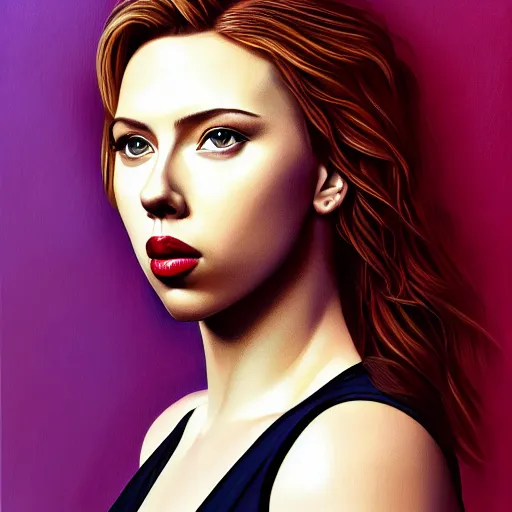 Image similar to portrait of scarlet johansson, highly detailed, centered, solid color background, digital painting