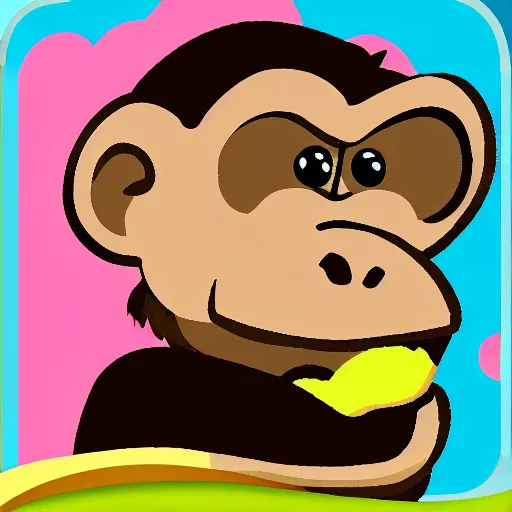 Prompt: monkey eating a banana, logo