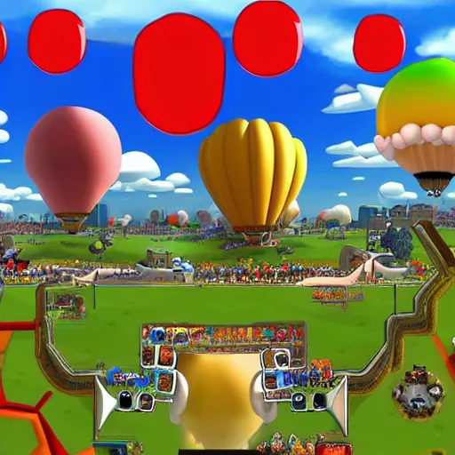 Prompt: pov from a bloon in bloons tower defense