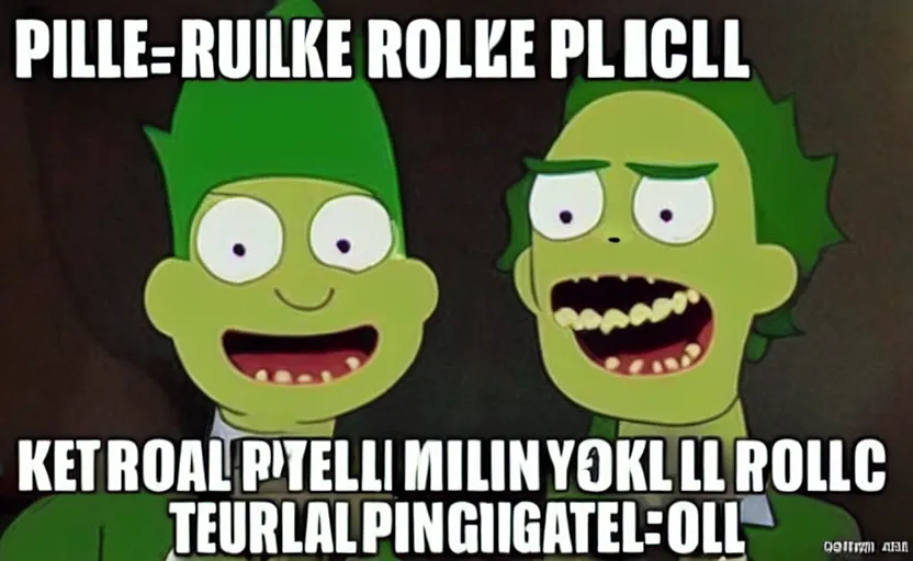 Prompt: pickle-rick rick-roll