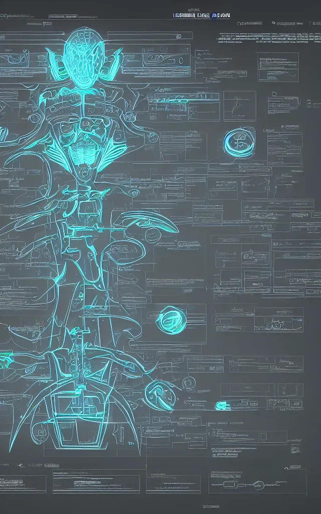 Prompt: alien glyphs hierarchical outline diagram with translucent overlay panel showing well designed futuristic software user interface for movie, great composition and information design, concept art, cinematic, trending on artstation, 4 k