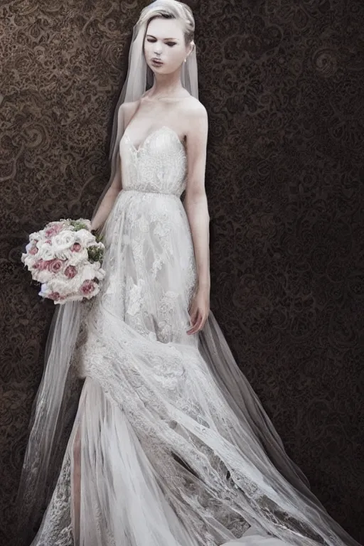 Image similar to Wedding Dress with lace portrait by Artgerm and WLOP