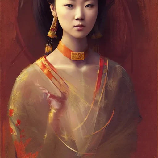 Image similar to A portrait of a Chinese beautiful princess, ancient art, art by greg rutkowski, matte painting, trending on art station