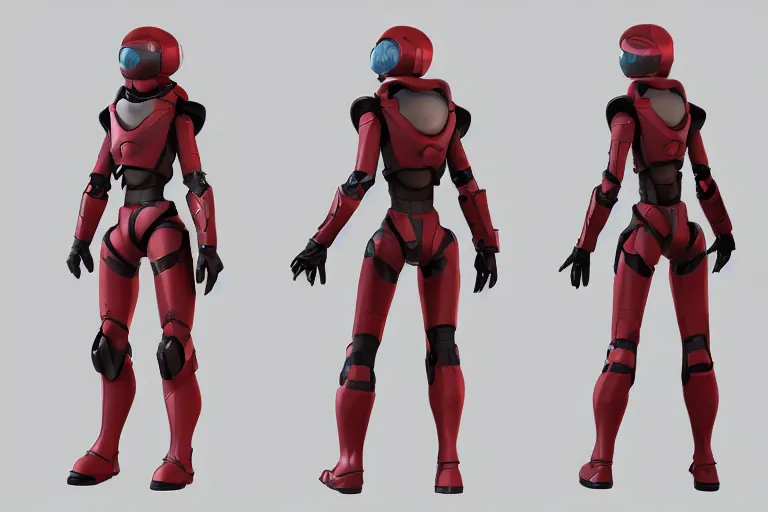 prompthunt: 3d model tpose turnaround of female sci fi character